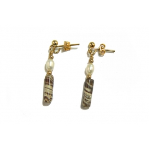 Saturn Jasper and Freshwater Pearl Earrings